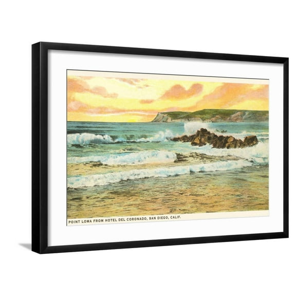 Art.com Point Loma Surf, San Diego, California Art Print, Black Frame Wall Art, 29" x 21"