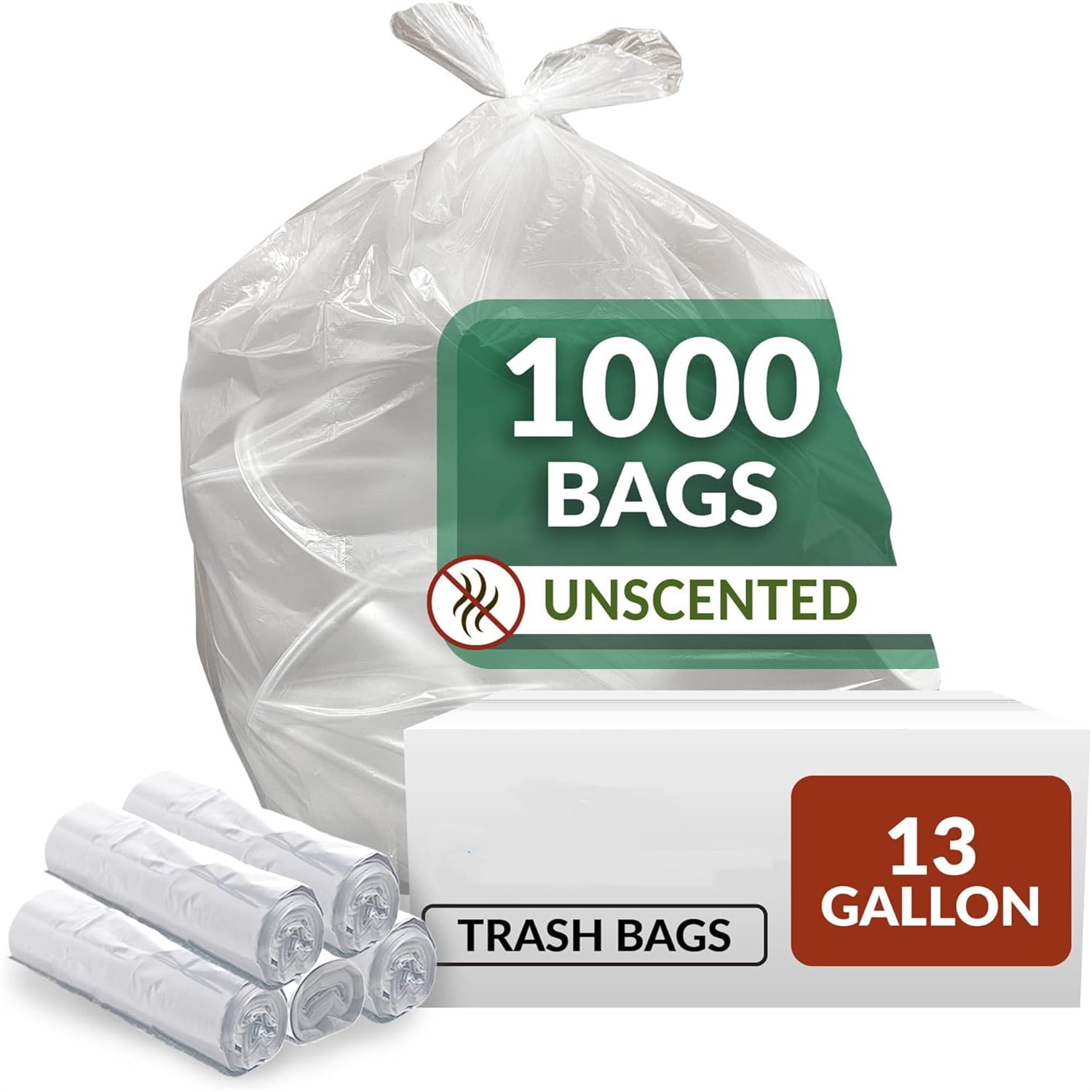 13 Gallon Trash Bags | 1000 Count Bulk | Tall Kitchen | Can Liners | Clear Multi-Use Garbage Bags