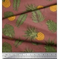 thumbnail image 2 of Soimoi Brown Rayon Fabric Monstera Leaf & Pine Fruits Printed Fabric 1 Yard 42 Inch Wide, 2 of 3