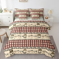 Castle Fairy Big Bass Fish Bedding Comforter Set 7pcs for Boys Girls,Fishing And Hunting Queen Bedding Sets Super Cozy,Geometric Plaid Grid Queen Sheet Sets,Microfiber Bedroom Decor,Reversible