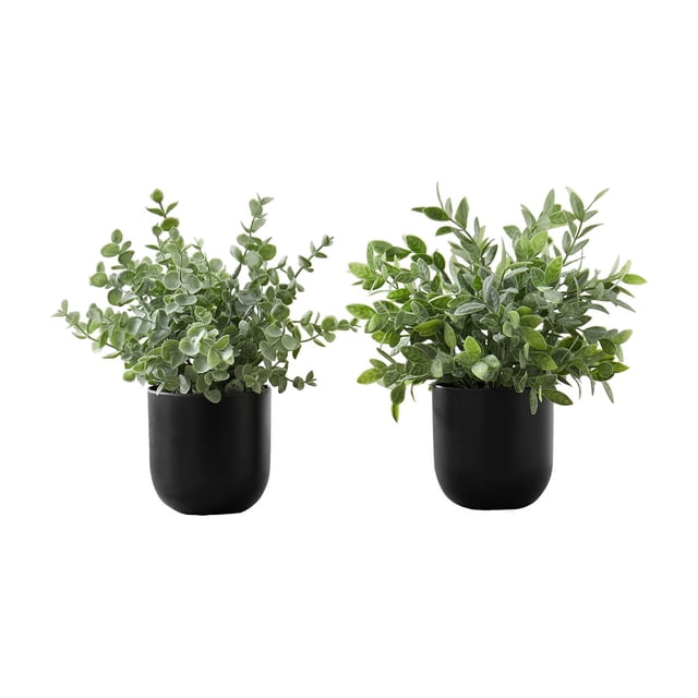 Monarch - Plante Artificielle pour Maison, Bureau - 2 Pcs - Eucalyptus/herbe - Vert