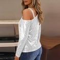 thumbnail image 5 of Posijego Sequins Long Sleeve Tops for Women Cold Shoulder Party Formal Blouses Sparkly Shiny Elegant Tunic Shirts, 5 of 9
