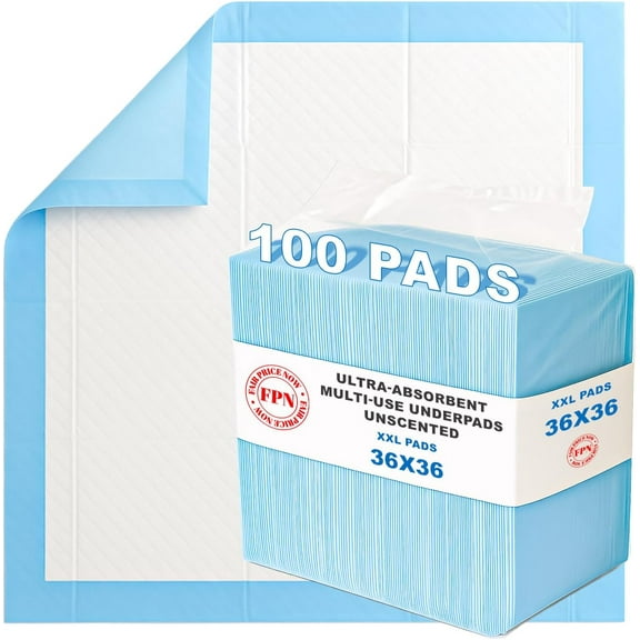 100-Pack Disposable Underpads 36x36 inch | Extra Large, Ultra-Absorbent, Leak-Proof Bed Protection | Chux Pads for Kids, Adults, Elderly & Pets | Ideal for Incontinence Care