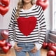 thumbnail image 5 of Suéter de Mujer con Estampado de Corazones, Larga, Cuello Redondo, Tejido de Punto Acanalado, Estilo Casual. y Negro XL, 5 of 8