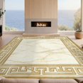 thumbnail image 2 of Design&I 3'x5' Washable Throw Rug Ultra-Thin & Non-Slip Skid-Resistant Small Cream Gold Greek Key Design Motif Marble Inspired Classic European for Entryway, Kitchen, 2 of 7