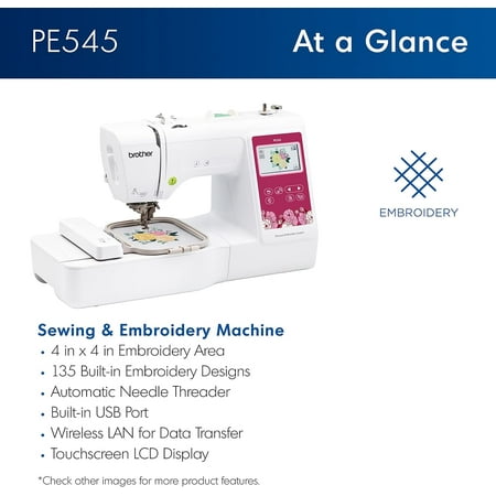 Wireless LAN Enabled Embroidery , 4" x 4" Field, 135 Designs, Large Touchscreen, USB Port, 10 Fonts
