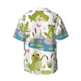 thumbnail image 5 of KLL Cartoon Frogs Print Men's Shirt Short Sleeve Button Down Summer Cuba Beach Shirts- Small, 5 of 5