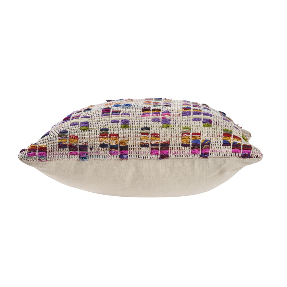 Woven Paths Eclectic Chindi Throw Pillow, 20" x 20", Multi-color