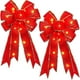 thumbnail image 2 of Adornos navideños, 2 piezas grandes con lazos rojos luminosos para la punta del árbol de Navidad. Lazo rojo preiluminado para corona, ideal para otoño, Halloween, Acción de Gracias y Navidad. Lazos de, 2 of 6