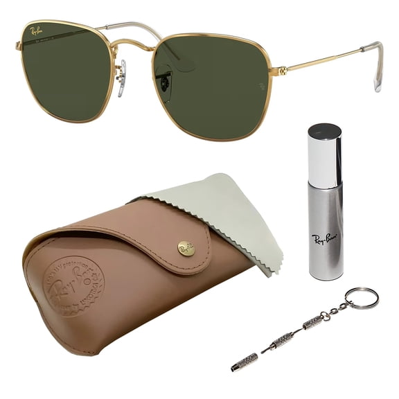 Ray-Ban RB3857 FRANK POLARIZED Square Shaped Sunglasses for Men & Women - Includes Official Rayban Eyewear Kit - Ideal Formal & Casual Wear Sunglasses - G-15 Green Lens