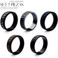 thumbnail image 2 of Set de Anillos giratorios Anillo de ansiedad de acero inoxidable para hombres Anillo antiestrés  Anillos de banda cubana chapados en negro, 2 of 6
