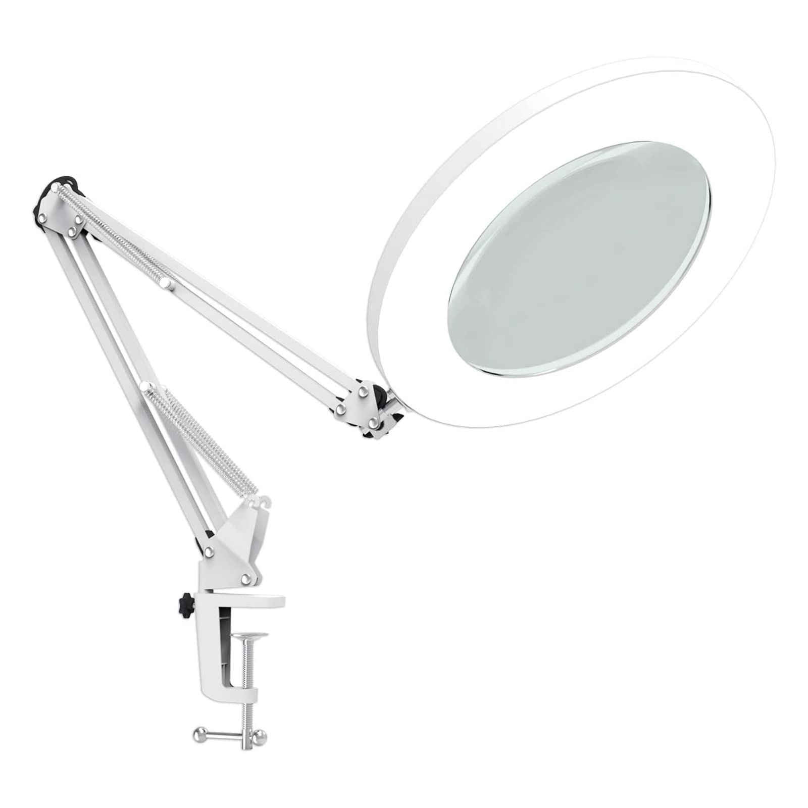 Magnifying Glass with Light and Stand, 5X Magnifying Lamp Acdmsacm 2-in-1 Desk Lamp with Clamp, 3 Color Modes & Stepless Dimmable, LED Lighted