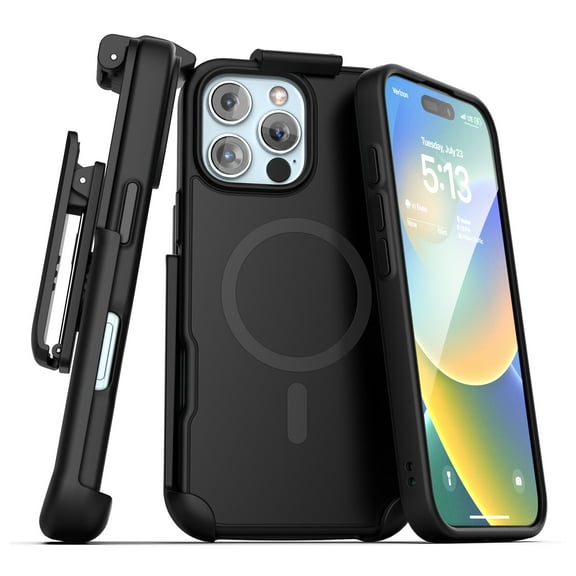 Encased Holster Case for iPhone 16 Pro Max Belt Clip (Compatible with MagSafe) Matte Black