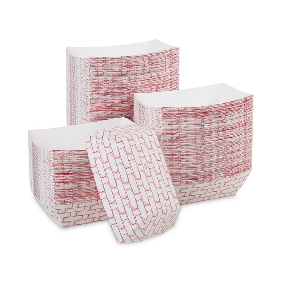 Boardwalk Paper Food Baskets 1 lb Capacity Red/White 1000/Carton BWK30LAG100