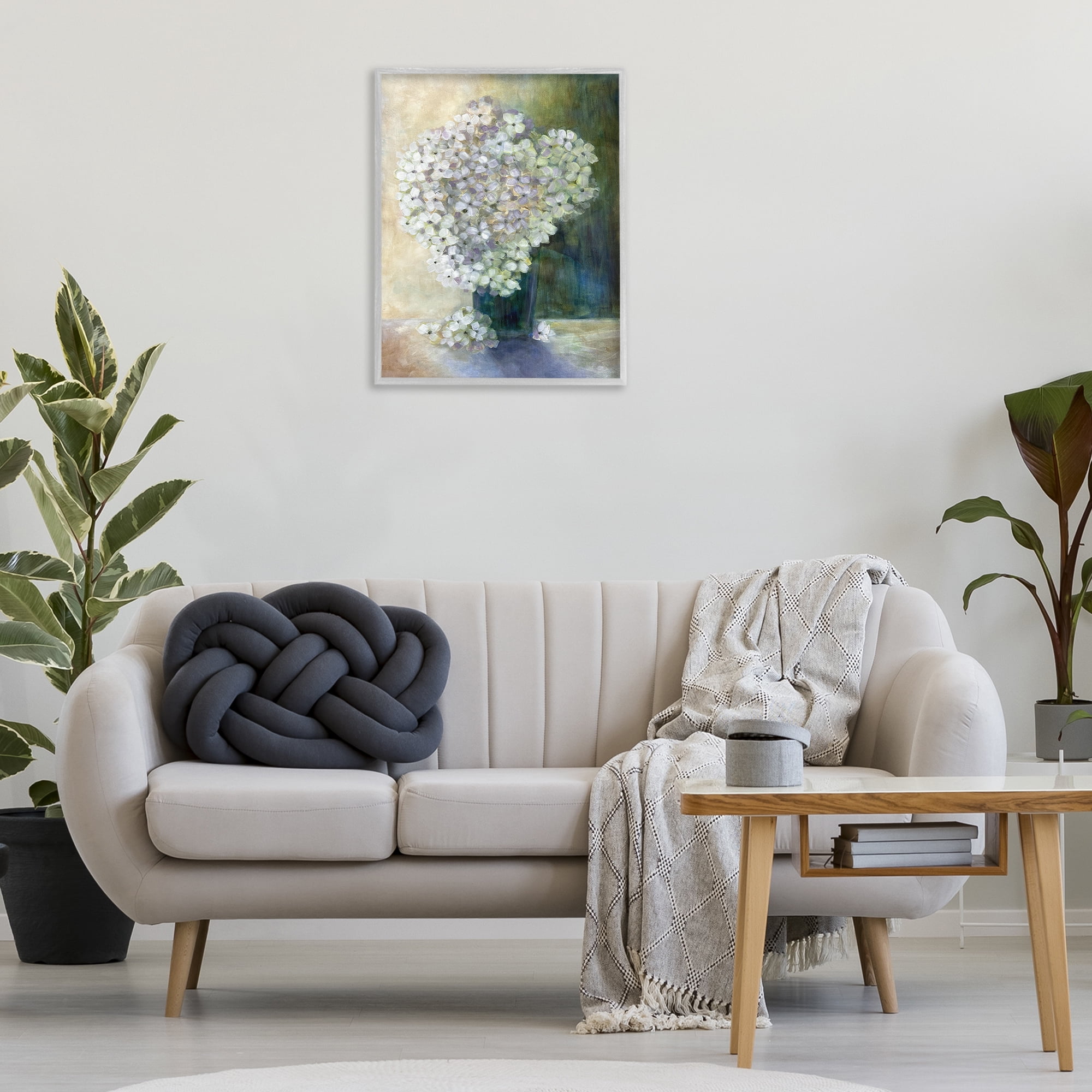 Stupell Industries Romantic Hydrangea Blooms Botanical & Floral Painting Gray Framed Art Print Wall Art, 24 x 30