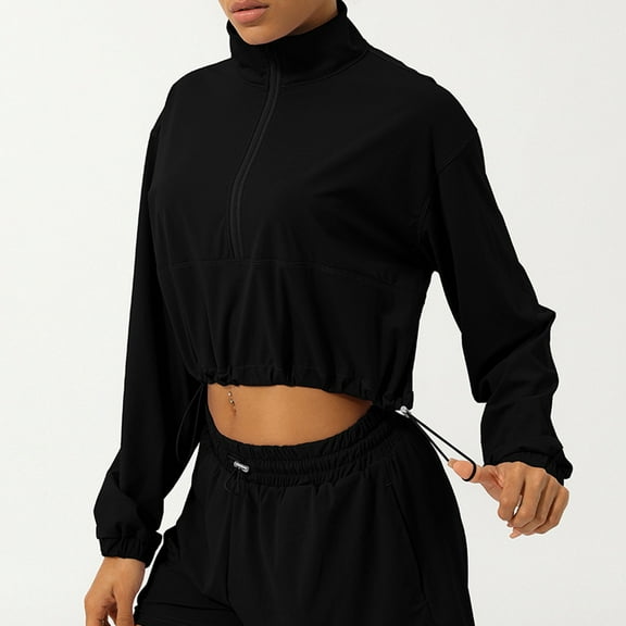 Sakmal Athletic Womens Tops Workout Black Trendy Shirts Long Sleeve High Neck Solid Shirts for Women