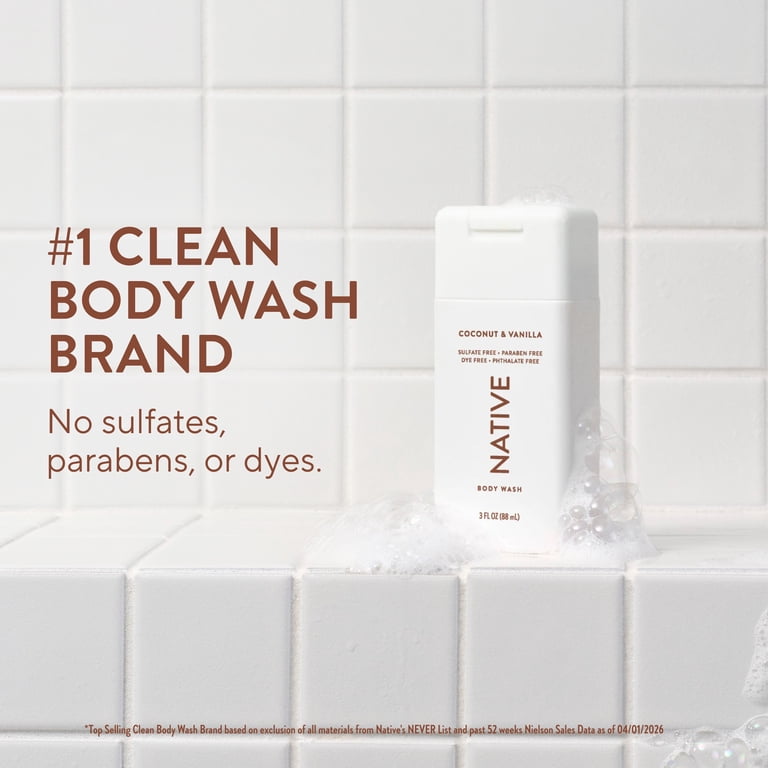 Native Body Wash, Sulfate Free, Coconut & Vanilla, for Women and
