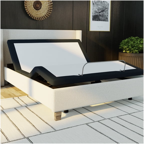 Zero Clearance Adjustable Bed Base Full, Wireless Remote with Memory, Head Foot Articulation for Comfort, Grey Metal Frame