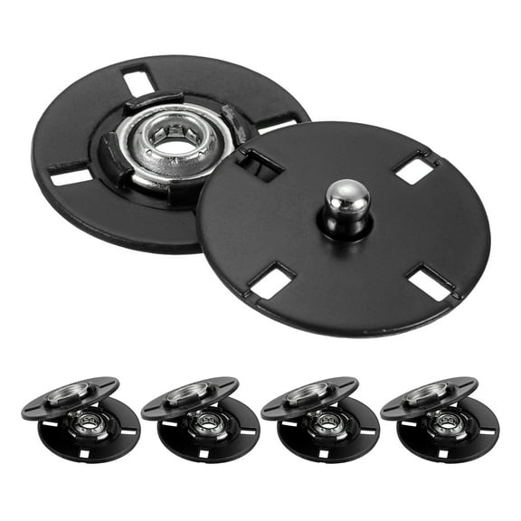 Uxcell 5Pcs Snap Buttons, Metal Invisible Buckle Fasteners Press Studs Buttons for Clothing Sewing (Black, 21mm)