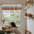 thumbnail image 6 of Boho Orange Curtain Valance for Windows/Kitchen/Living Room/Bedroom, Yellow Geometric Stripes Turquoise Bohemia Rod Pocket Window Treatment Short Drape Topper Small Tier Cafe Curtains Panel 54X18, 6 of 8