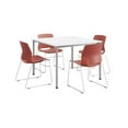 thumbnail image 2 of KFI Dailey 42in Square Dining Set - White/Silver Table - Coral Sled Chairs, 2 of 3
