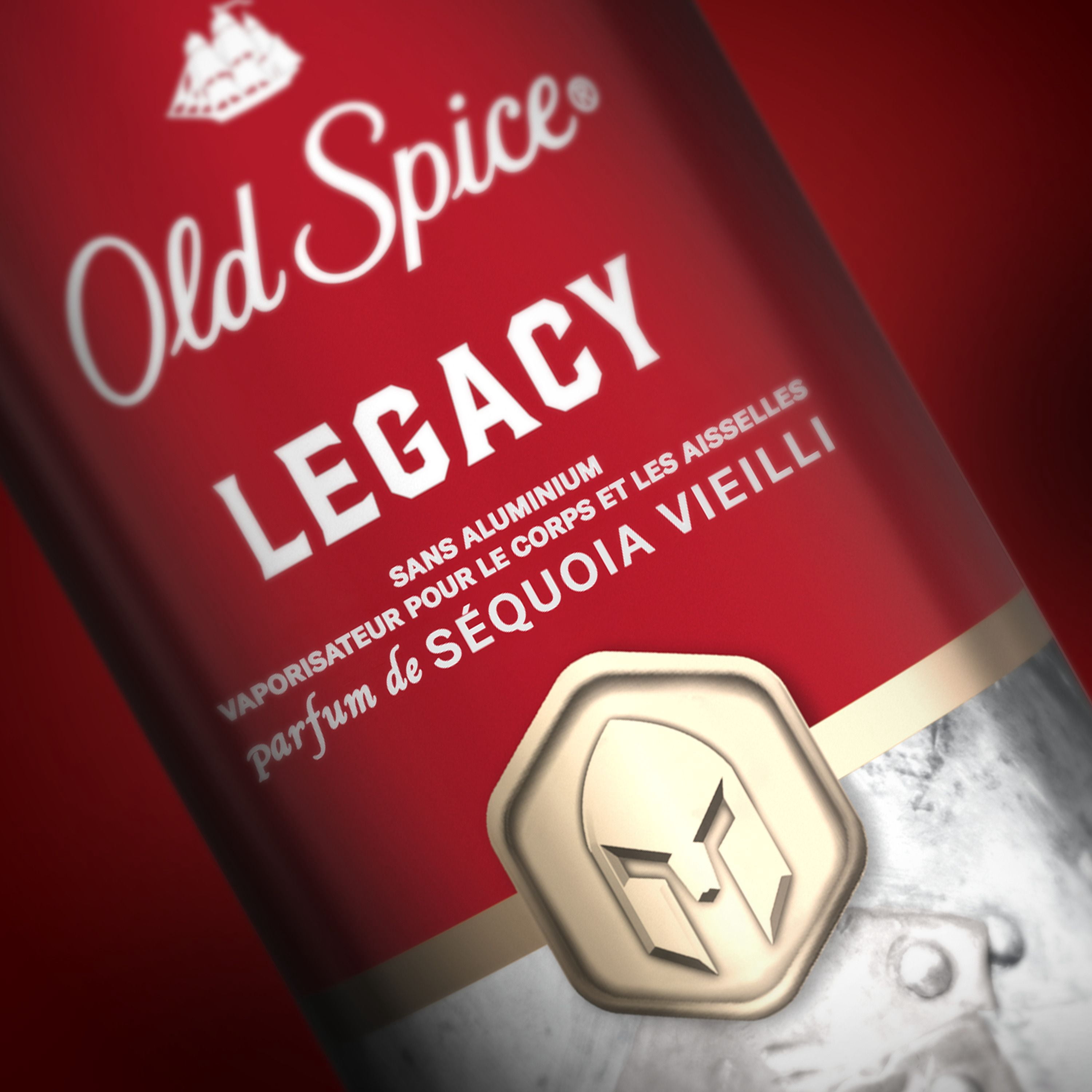 Vaporisateur pour le corps Old Spice Collection rouge pour hommes, parfum Legacy, parfum rafraîchissant, protection contre les odeurs toute la journée, fraîcheur longue durée