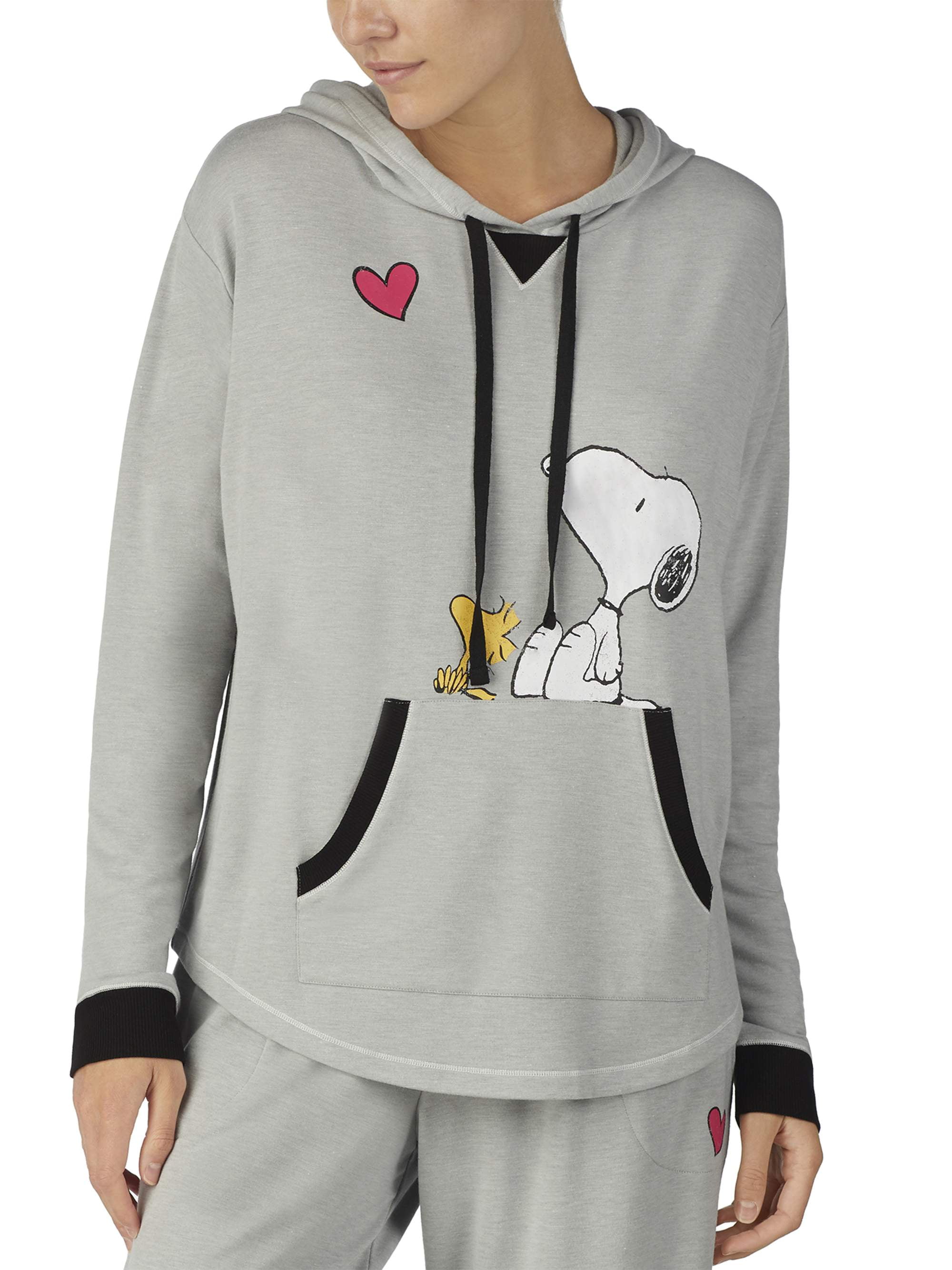 Peanuts Women's and Women's Plus Long Sleeve Hoodie with Screen Print