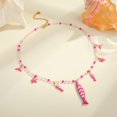 thumbnail image 3 of NICKSUN Boho Ocean Theme Beaded Necklace, 18K Gold Plated Stainless Steel Enamel Fish Starfish Charm Choker, 2 Colors Summer Vacation Beach Clavicle Jewelry for Women, 3 of 5
