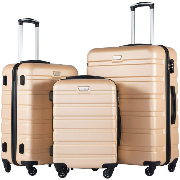Juego de 3 piezas, hilandero para maletas, de Luggage Coolife, rígido y ligero con cierre TSA