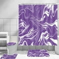 thumbnail image 6 of SHENGXINY 4PCS Shower Curtain Set with hooks, Colorful Marble Print, Non-Slip Rugs/Toilet Lid Cover/Bath Mat - Complete Bathroom Decor Set Purple 71x71in, 6 of 6