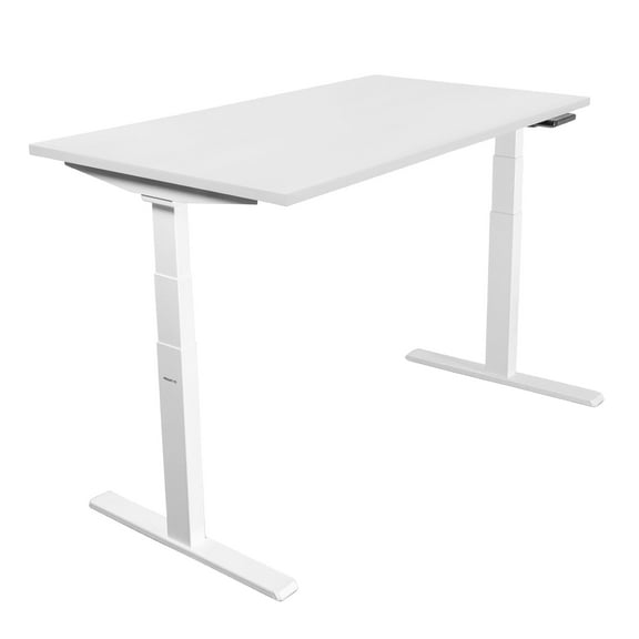 55 Inch Electric Standing Desk – Dual Motor Height Adjustable Sit Stand Desk with White Frame, Memory Presets, Anti-Collision & Cable Management – Ergonomic Home Office Workstation, Black