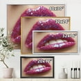 thumbnail image 4 of Designart 'Girl Lips Pink Lipstick and Sequins' Modern Framed Canvas Wall Art Print, 4 of 5