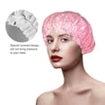 thumbnail image 3 of KLL Sparkly Pink Glitter Pattern Shower Cap & Bath Cap for Women,Reversible Oversized Waterproof Shower Caps for all Hair Lengths,Elastic Reusable Bathing Hair Cap, 3 of 7