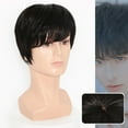 thumbnail image 4 of Wigs Short Natural Hair Mixed Dark Black Handsome Wig for Men - Stylish and Versatile Hairpiece for Character Transformation, 4 of 7