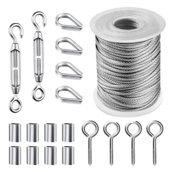 WE-POLUJ Stainless Steel Cable Rope Lag Screw Eye Screw Turnbuckle Wire Tensioner 19 Pcs
