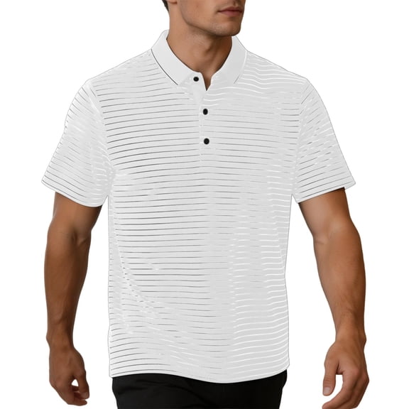vdgthytj Mens Short Sleeve Shirts Lapel Collared Button Loose Fitted Pullover Tops Summer Breathable Striped Casual Shirts