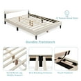 thumbnail image 5 of Bed Frames Cream White Upholstered Queen Platform Bed Frame, Tufted Channel Headboard, Mid-Century Bedroom Furniture, No Box Spring Required, Bed Frame Wood Slats, Modern Soft Boucle, 64.25" x 84.5Cr, 5 of 16
