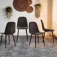 thumbnail image 3 of Tesnus Dining Chairs Set of 4 Dark Grey Fabric Upholstered with Metal Legs for Dining Room, 3 of 10