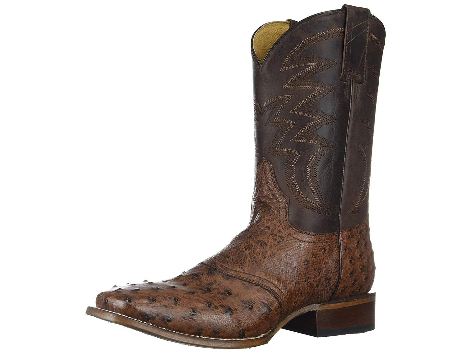 ostrich skin square toe boots