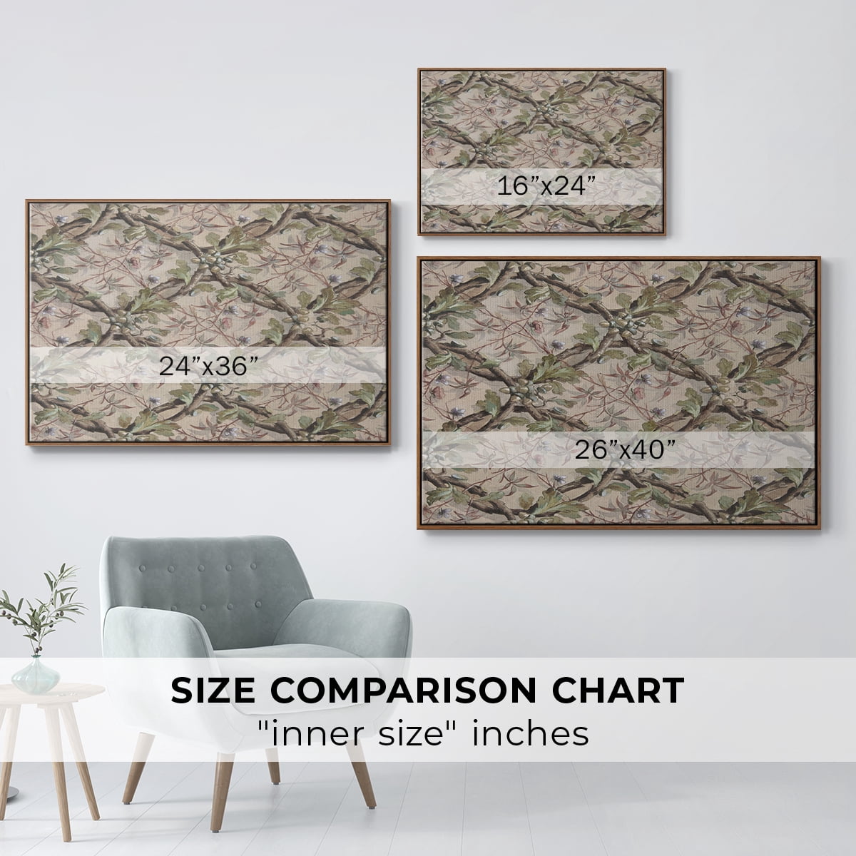 Vintage Abstract Print-IV Framed in Walnut Wood Gallery Wrapped Canvas 25 in. x 37 in.