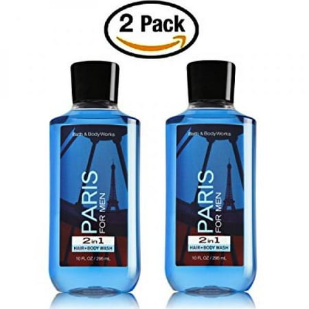 bath & body works paris for men hair and body wash -- pair of two (2) paris shower gels (10 ounces