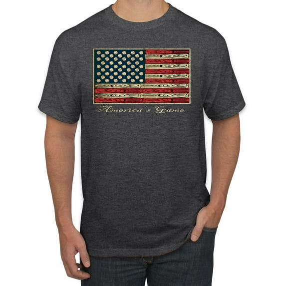Wild Bobby, American Game Flag Baseball Bat, Sports, Men's Graphic Tees, Heather Black, 4XL