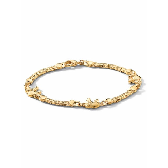 PalmBeach Jewelry Elephant Ankle Bracelet in Yellow Goldtone 10"