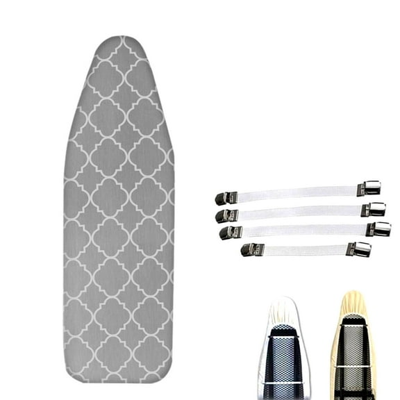 GoXteam Ironing Board Cover, Resist Scorching and Staining, 47.2" x 16" Ironing Board Cover, Elastic Edges, 4 Fasteners, Non Stick Scorch and Stain Resistant Adjustable, Gray