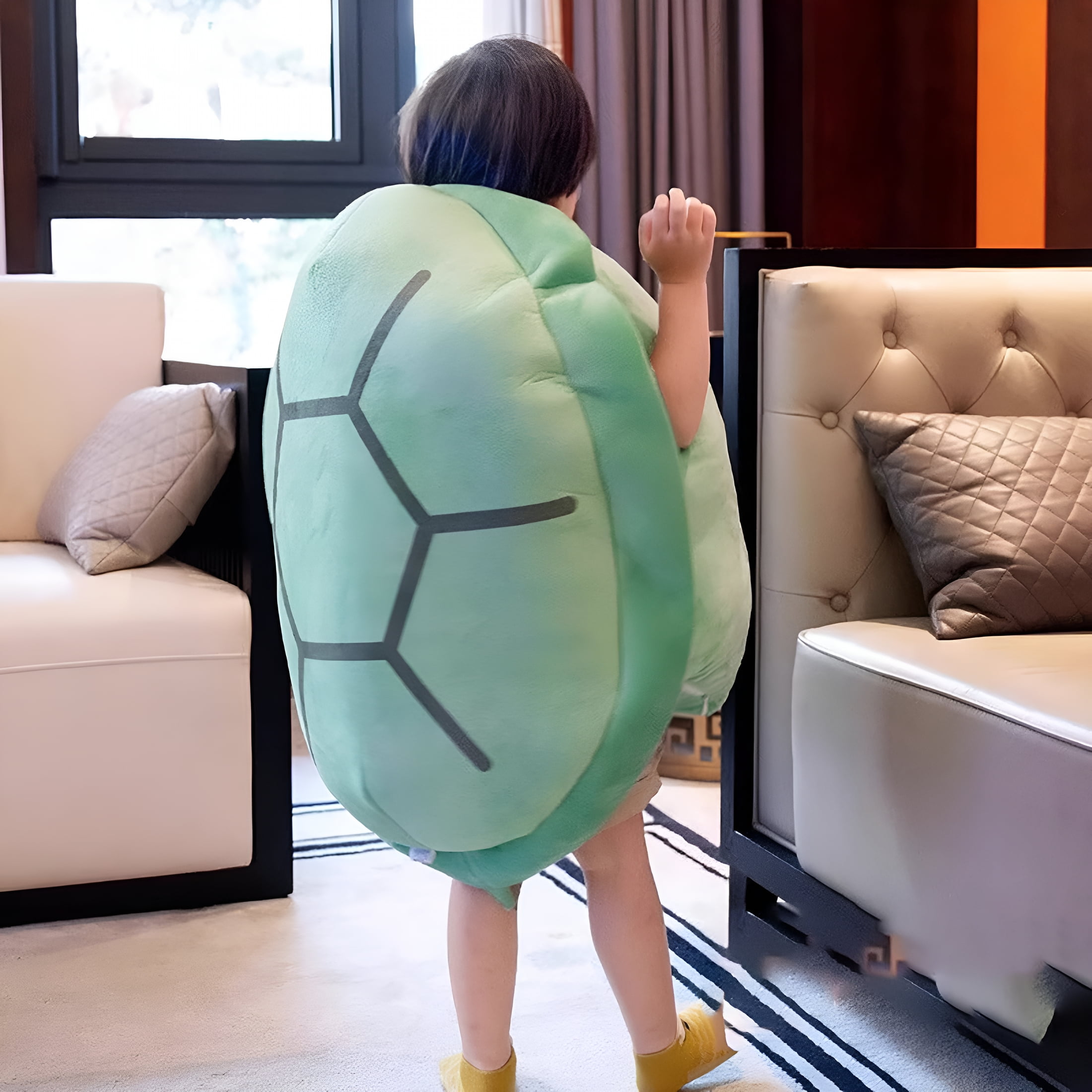 LAMIRO 31.5inches Turtle Shell Body Pillow,Adult/Kids Multifunctional Giant Wearable Turtle Shell Pillow Weighted Green