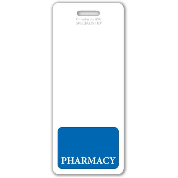 Oversized Pharmacy Badge Buddy - Vertical Extra Large Badge Buddies for Pharmacists - 2 1/8 X 5 1/2 Role Identification Badge Backer Card - USA Printed by Specialist ID (Blue)