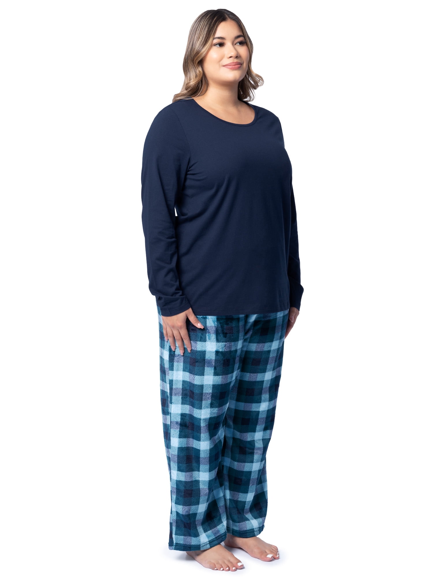 Fruit of the Loom Women's Beyond Soft Long Sleeve Top & Fleece Bottom Pajama Set, Sizes S-4X