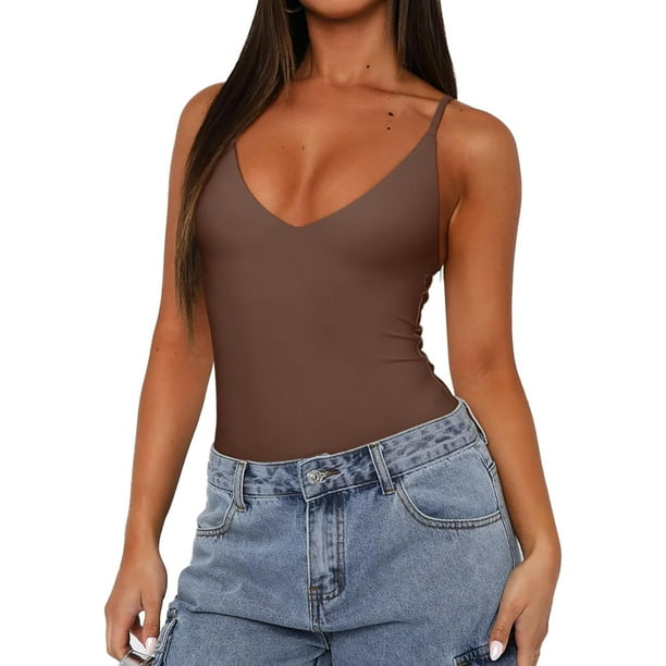 Women's Sexy Open Back V Neck Spaghetti Strap Backless Cami