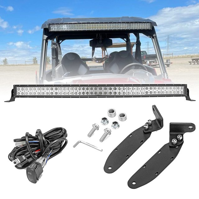 WSays Barre Lumineuse Courbée 42 Pieds' sous le Toit avec Kit de Câblage et Support de Montage sur Pilier Compatible avec Polaris General 2016-up
