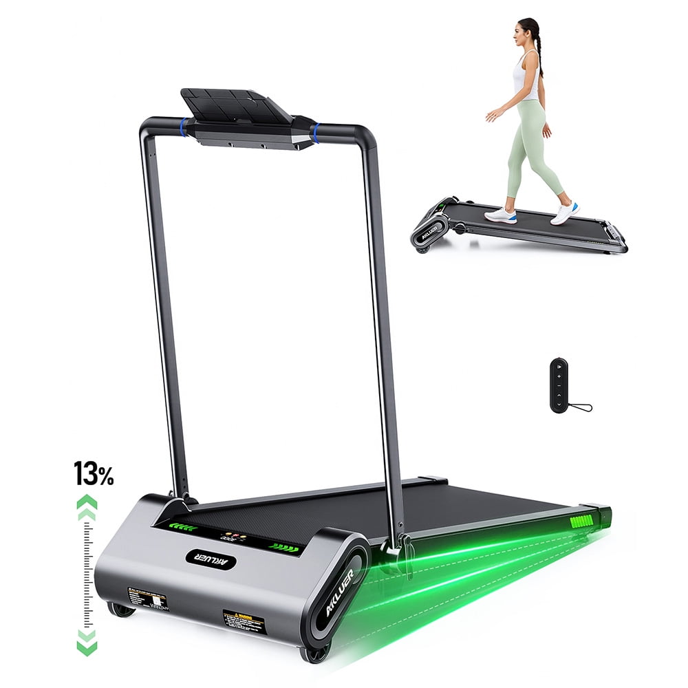 Under Desk Treadmill – 13% Auto Incline, 2.5HP Quiet Motor, 12km/h Speed, 100x40cm Running Area, LED Display, Triple Control, 150kg Max Load Akluer H1-B